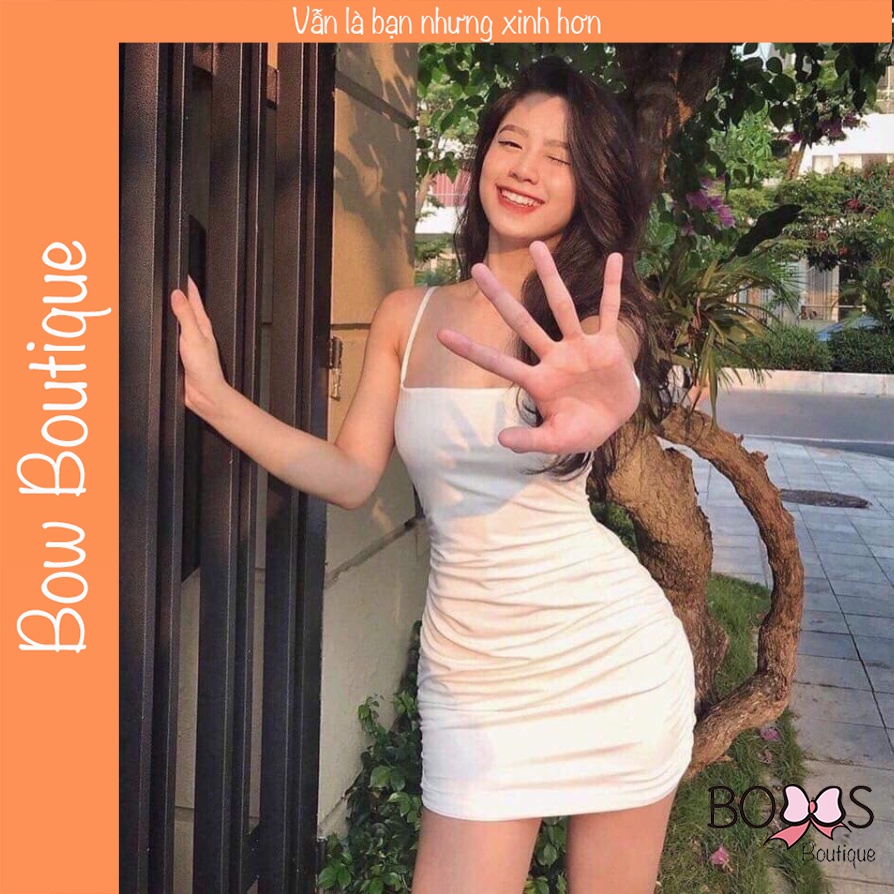 Váy Đầm Body 2 Dây Dúm Eo