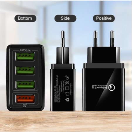 Củ sạc nhanh hỗ trợ Quick Charge QC3.0 - 4 Cổng USB chính hãng