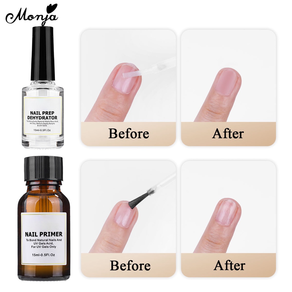 Nước khử sơn móng/ Gel sơn lót móng tay MONJA lâu trôi khô nhanh tự do làm móng chuyên nghiệp 15ml