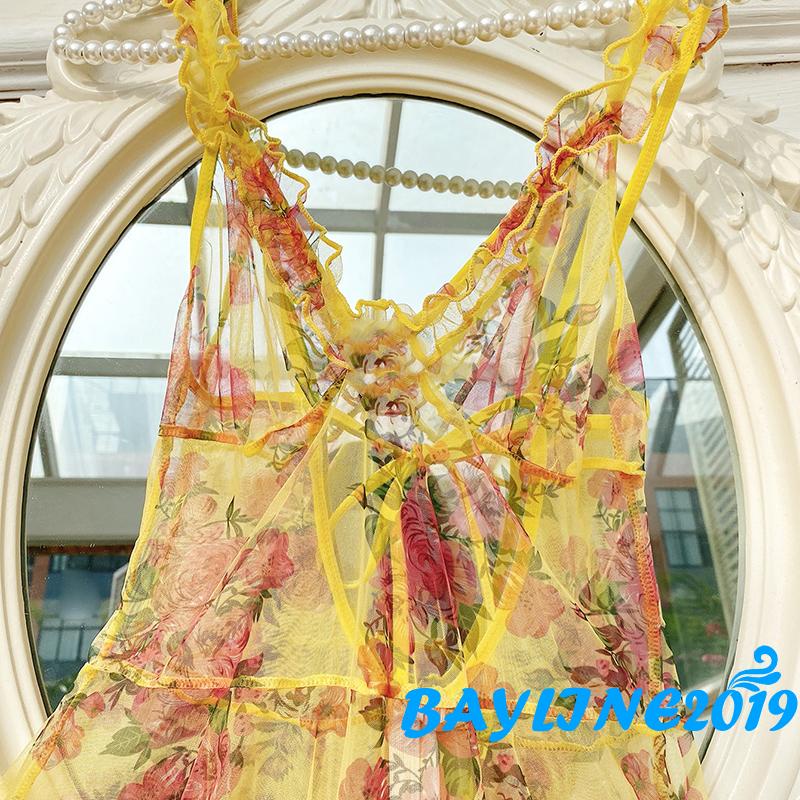 Đầm Hai Dây Cổ Chữ V Họa Tiết Hoa Thời Trang Mùa Hè Cho Nữ