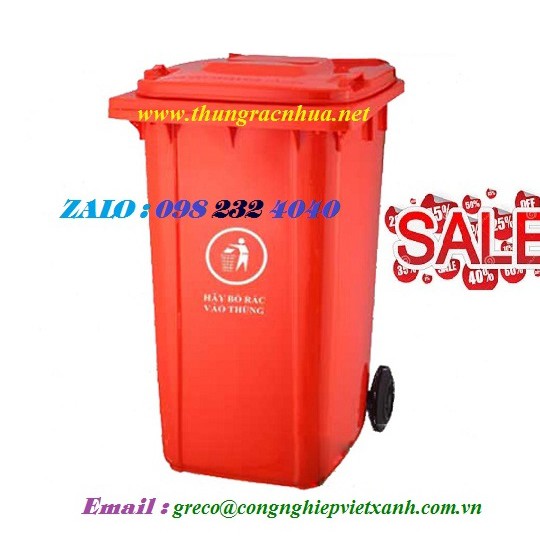 Thùng rác nhựa 240 lít màu đỏ