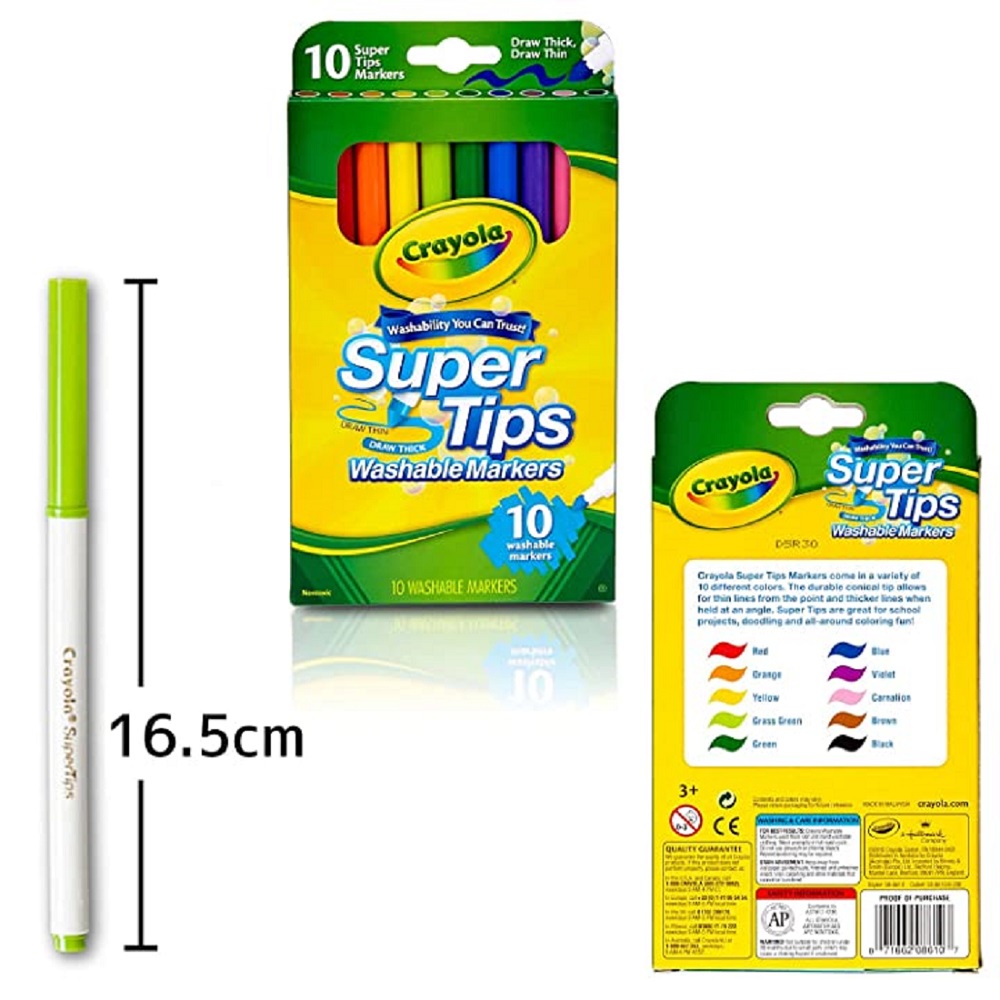 Bộ 10 bút lông fiber pen viết chữ calligraphy Crayola Super Tips Washable Marker