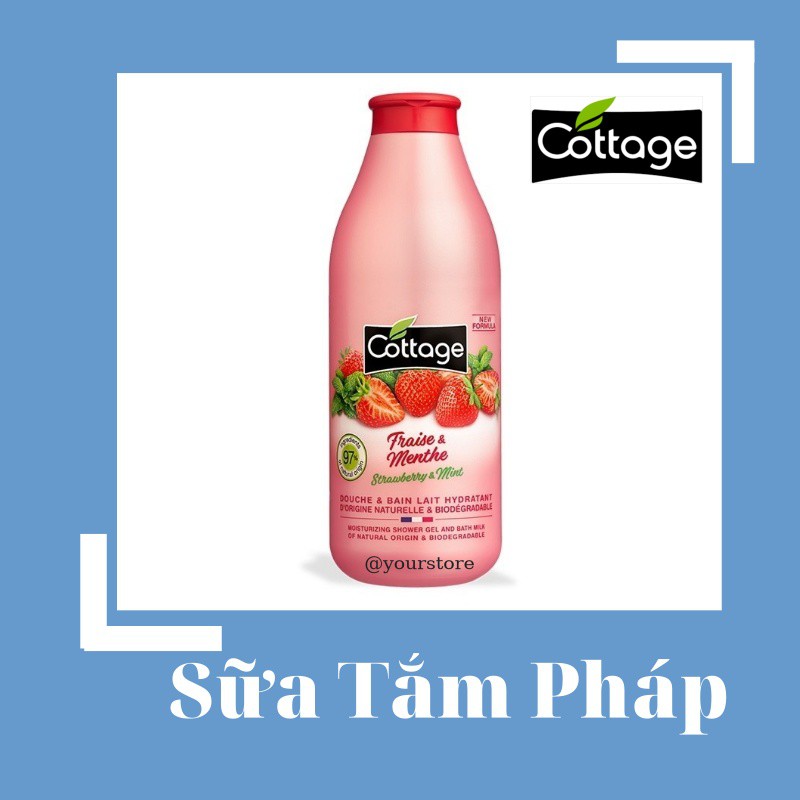 Sữa tắm dưỡng thể Cottage Dâu Tây Bạc Hà Pháp 💥CHÍNH HÃNG💥