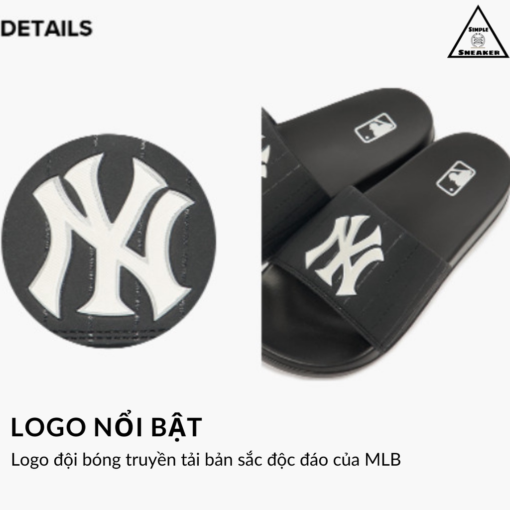 Dép MLB New Mound NY CHÍNH HÃNGMLB New Mound New York Yankees Màu Đen Slide - Dép Quai Ngang Hàn Quốc - Simple Sneaker