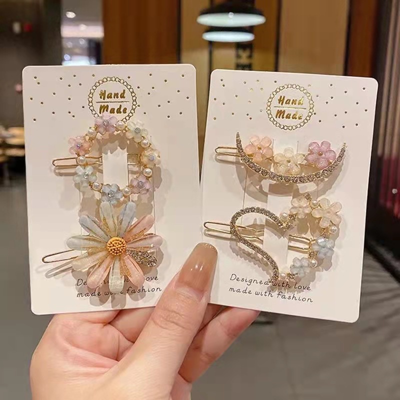 Kẹp Tóc Đính Đá Hình Hoa Phong Cách Hàn Quốc Mới