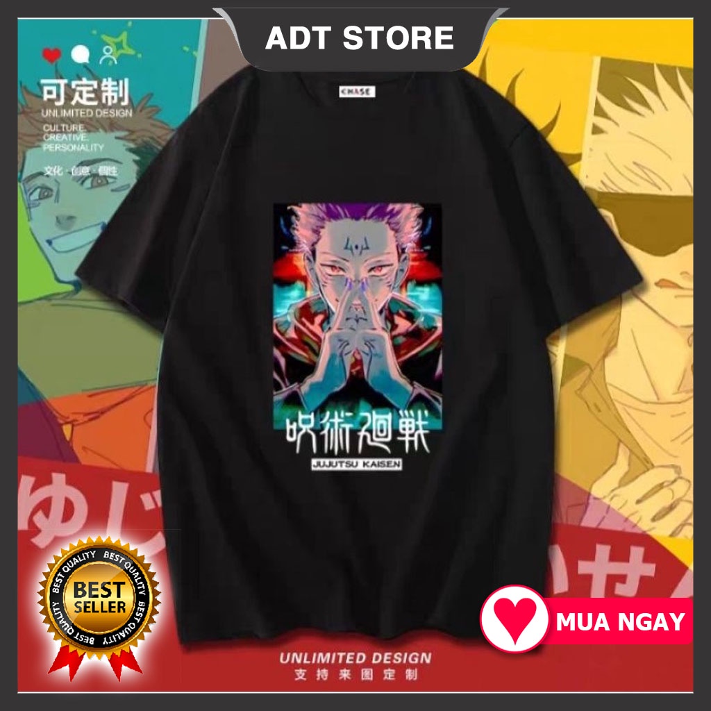 BST Áo Thun Tay Lửng Đen In Hình Anime Jujutsu Kaisen Gojo Satoru mẫu HOT độc đẹp giá rẻ