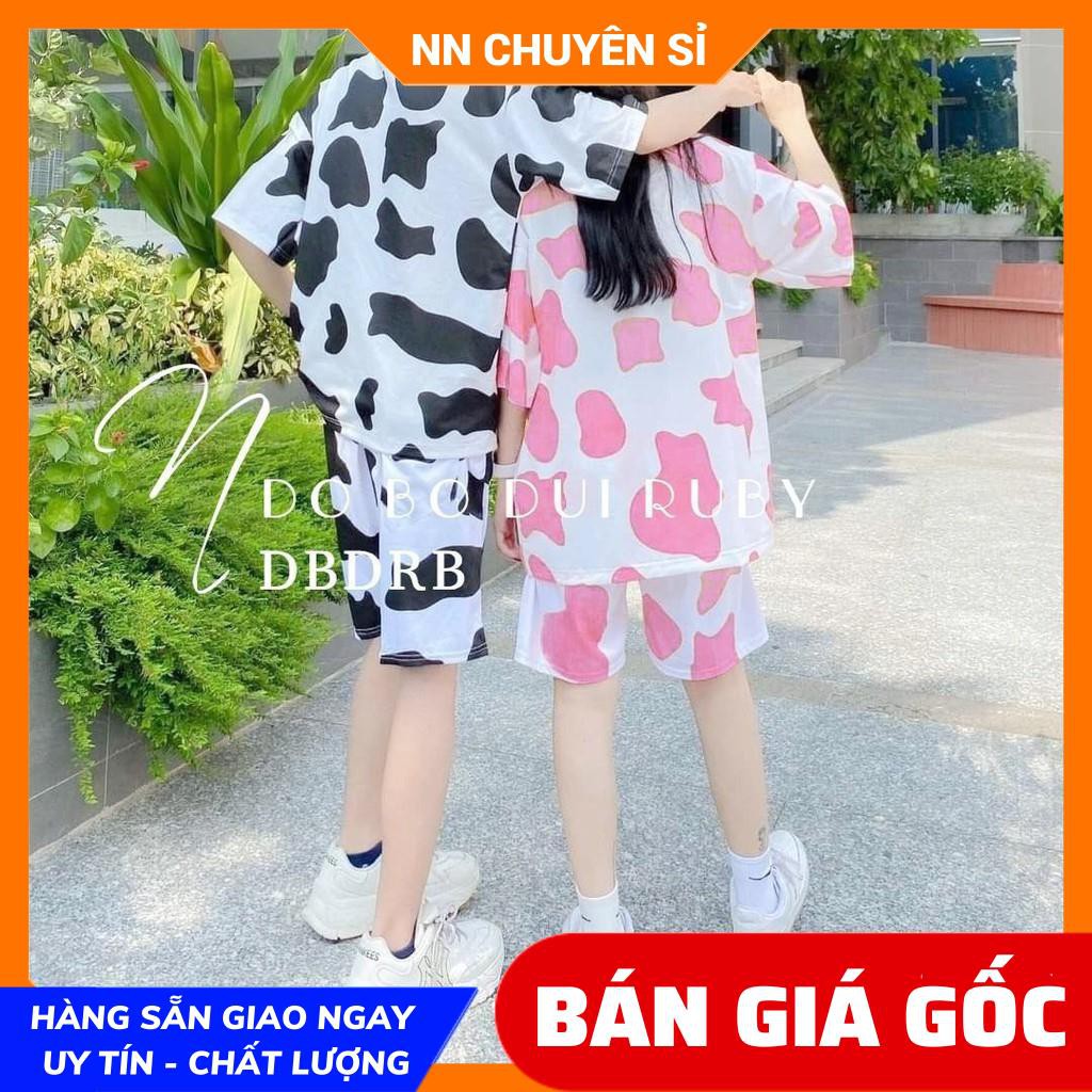 Bộ đồ bò sữa bé gái bé trai nam nữ đến 60kg vải thun mềm mịn mát co giãn tốt họa tiết dễ thương DBRBD SIZE 6 ĐẾN L