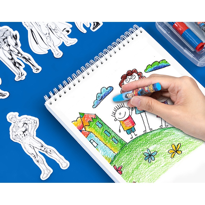 Bút sáp dầu Deli hình siêu nhân - 12/24 màu - 1 hộp - HE801