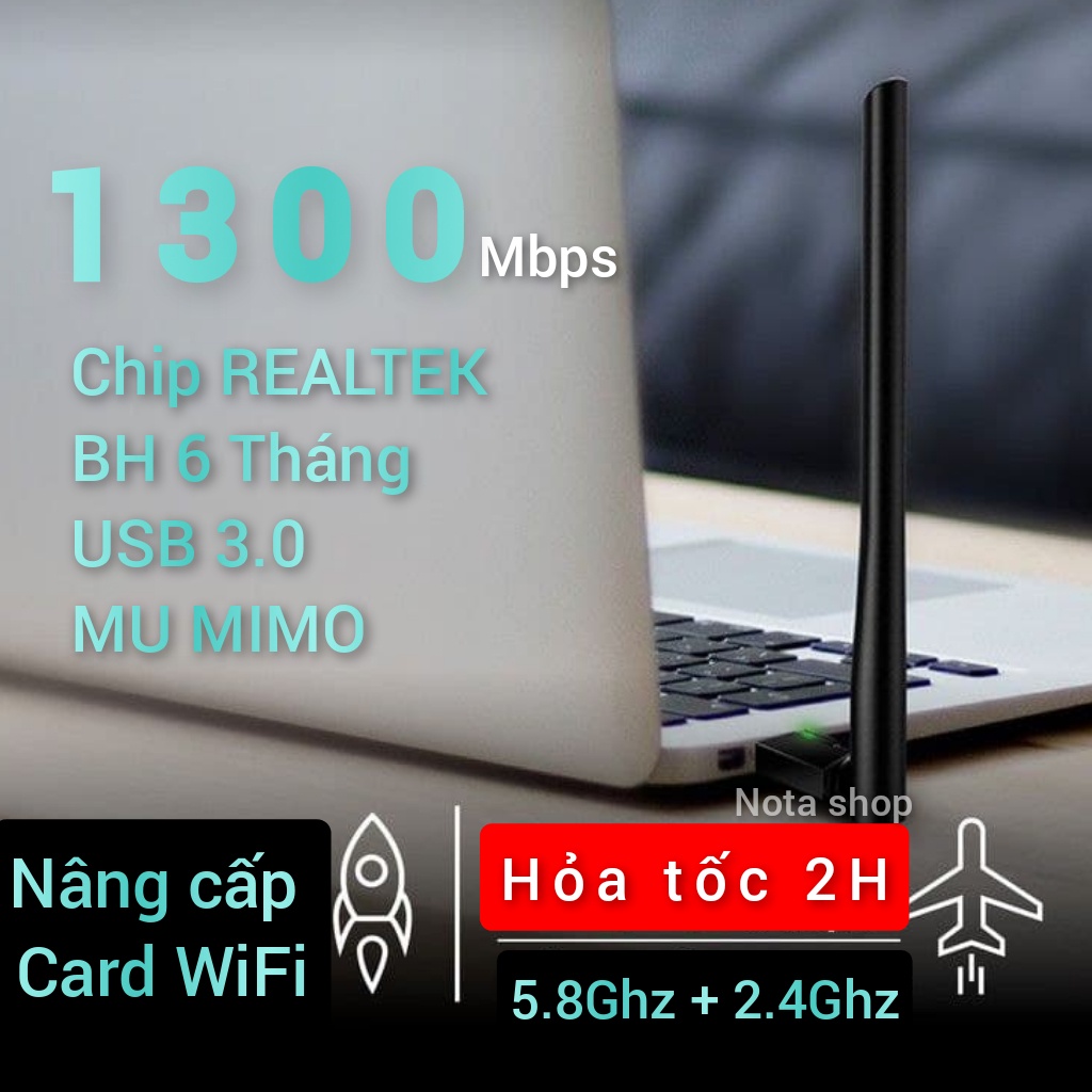 [BH 6 TH - HỎA TỐC] USB WiFi COMFAST 1300Mbps - Thu sóng WiFi 5G hz cho Laptop PC máy bàn, thay card wifi FAST