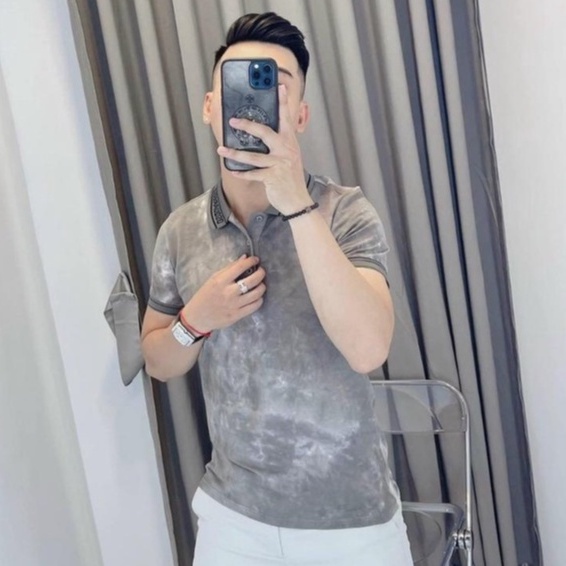 Áo polo nam ngắn tay cổ bẻ hoạ tiết co dãn thoáng mát PL105