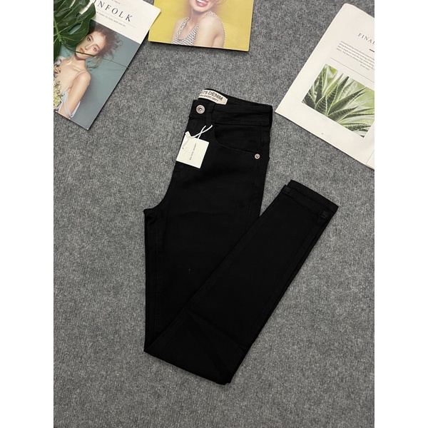 Quần bò Jeans skinny đen ôm VNXK cạp lưng cao co giãn
