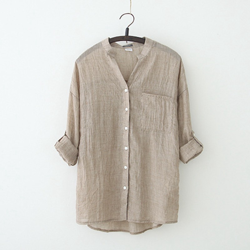 Women Blouse Cotton Linen Fashion Shirt Sweet Loose Long Sleeve Blouses | BigBuy360 - bigbuy360.vn