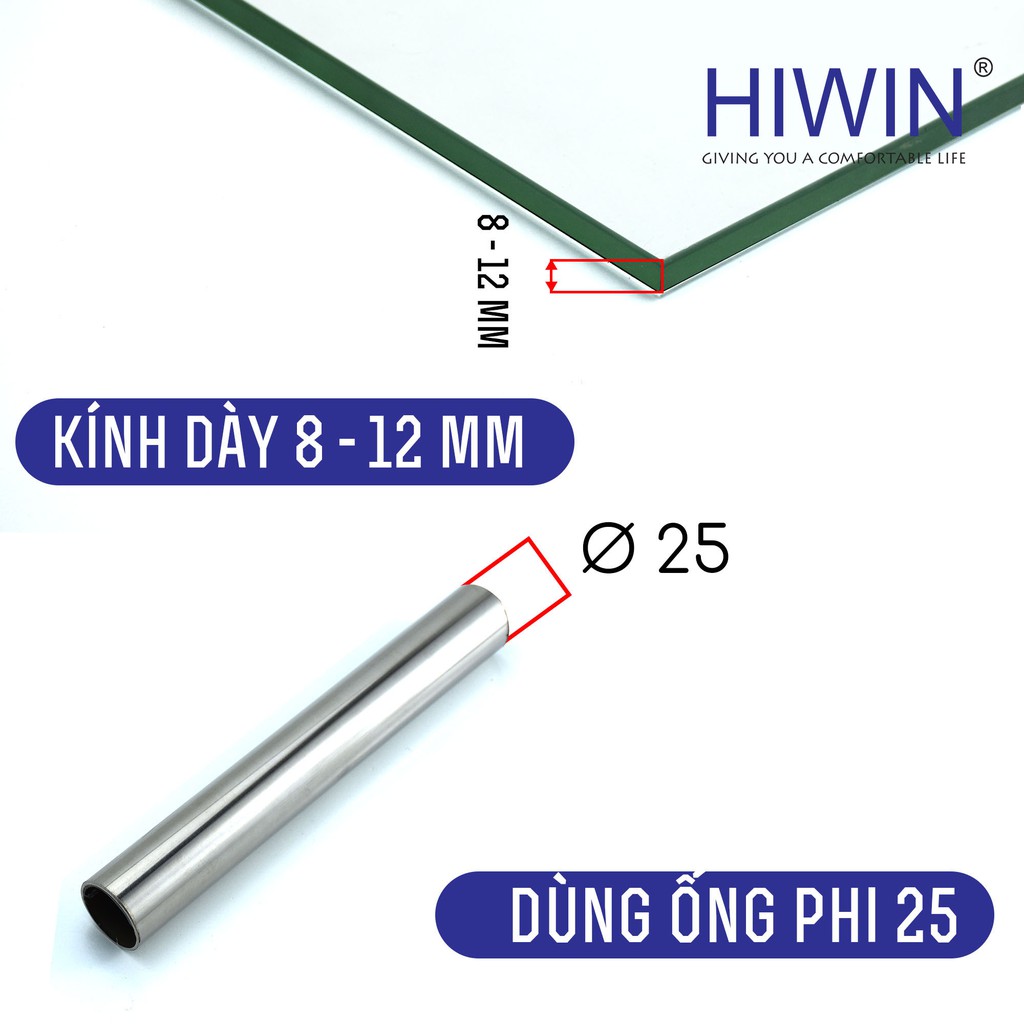 Kẹp kính trên phòng tắm kính mặt gương inox 304 Hiwin SB-611