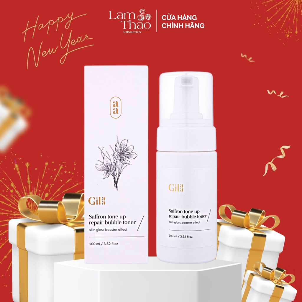 Nước Hoa Hồng Trắng Da Chiết Xuất Từ Nghệ Hoa Nhụy Tây Gilaa Saffron Tone Up Repair Bubble Toner