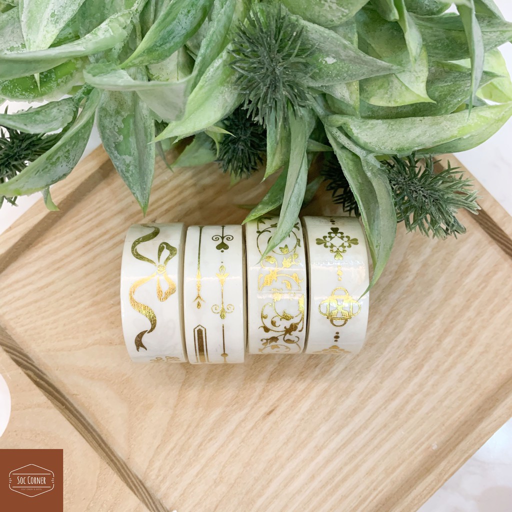 (Video) Cuộn Washi Tape Ánh Kim 15mm x 5m cao cấp