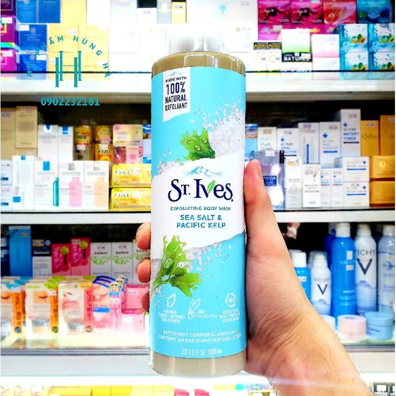 Sữa tắm StIves, sữa tắm chiết xuất muối biển StIves Sea Salt &amp; Pacific Kelp 650ml