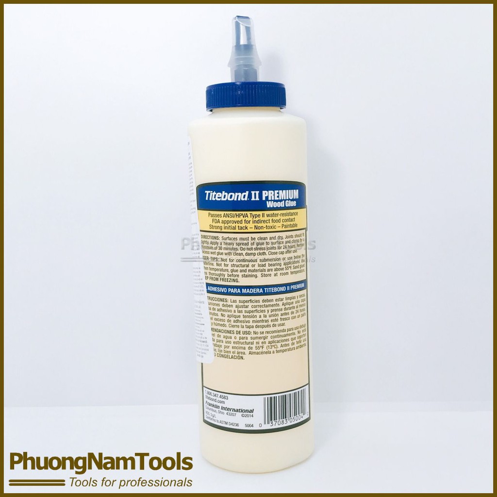 Keo dán Gỗ Titebond II Premium Wood Glue ( Chai màu Xanh) - Made in USA.