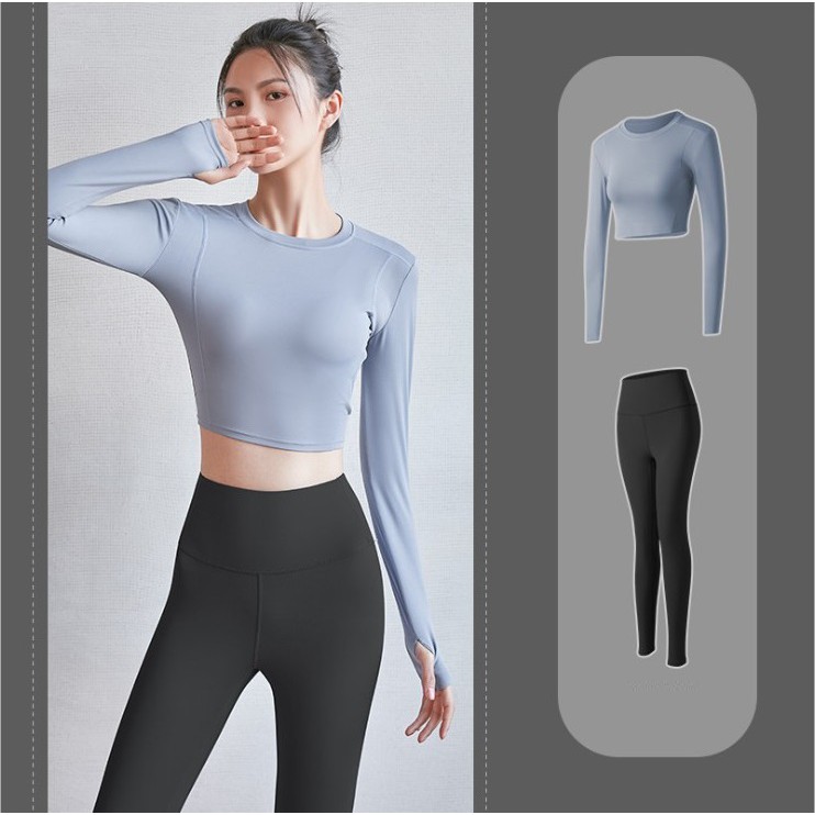 Bộ Đồ Tập GYM YOGA Nữ, Set Quần Áo Croptop GYM Nữ Vải Thun Co Dãn 4 Chiều