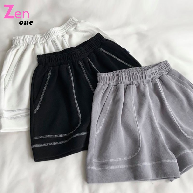 Quần đùi nữ viền chỉ nổi may ngược sporty thể thao 3 màu dễ phối đồ,Quần short nữ Quần đùi nữ chỉ nổi cá tính năng động