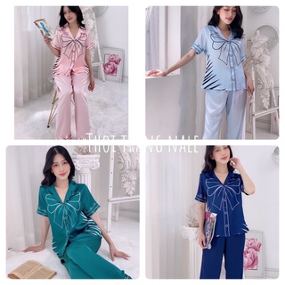 Đồ Pijama quần dài tay ngắn lụa satin - Size L- XXL (45-70kg)