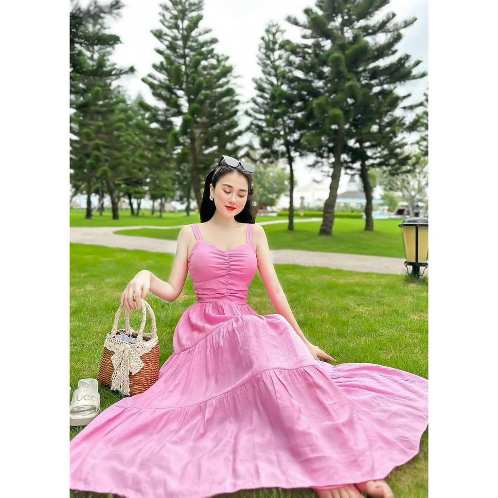 đầm nữ dáng dài hai dây siêu xinh phù hợp đi chơi đi tiệc