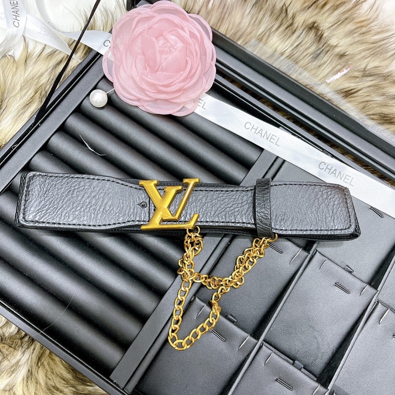 Đai váy bản da 3,5cm sang chảnh có dây xích