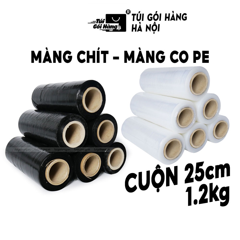 Màng Co, Màng Chít PE Trong/ Đen Cuộn 25cm 1.2kg Gói Hàng - Giao Hỏa Tốc