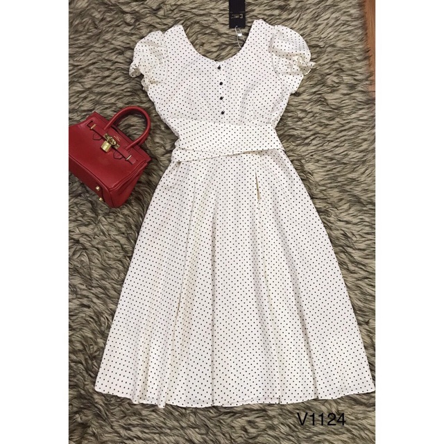 Đầm chấm bi eo thắt nơ xinh xắn | BigBuy360 - bigbuy360.vn