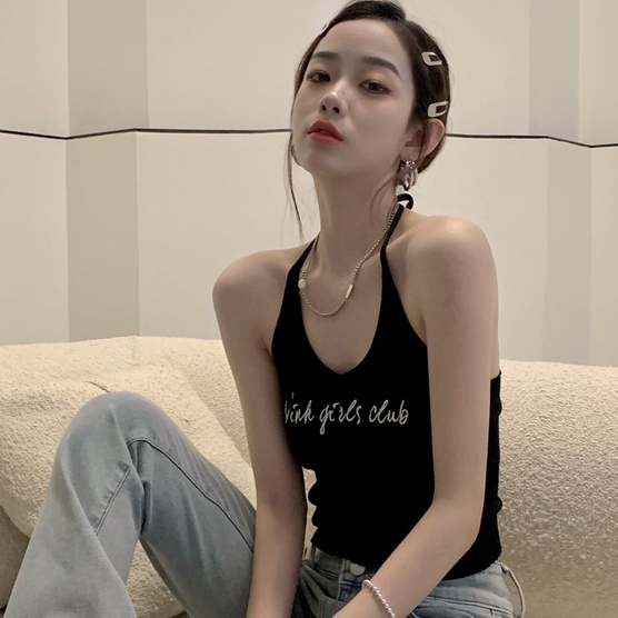 Áo dệt kim ZHELIHANGFEI sát nách hở eo quyến rũ phong cách thời trang cho nữ