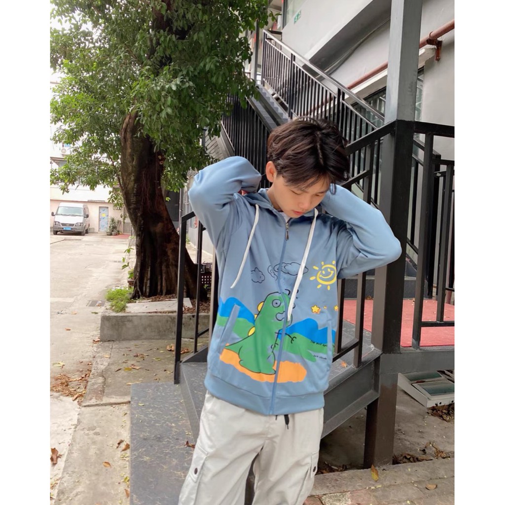 Áo khoác nỉ khủng long ⚡️ MẪU MỚI ⚡️ CÓ NÓN TÚI TRƯỚC nam nữ form rộng đẹp unisex (Ảnh thật)