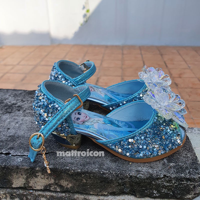 Giày Elsa cao gót đính đá cao cấp cho bé 3-12 tuổi