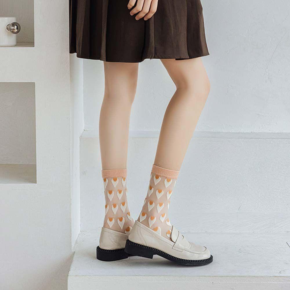 Vớ Lưới Kẻ Sọc Dọc Bằng Lụa Thủy Tinh Trong Suốt Phong Cách Harajuku Mới Lạ