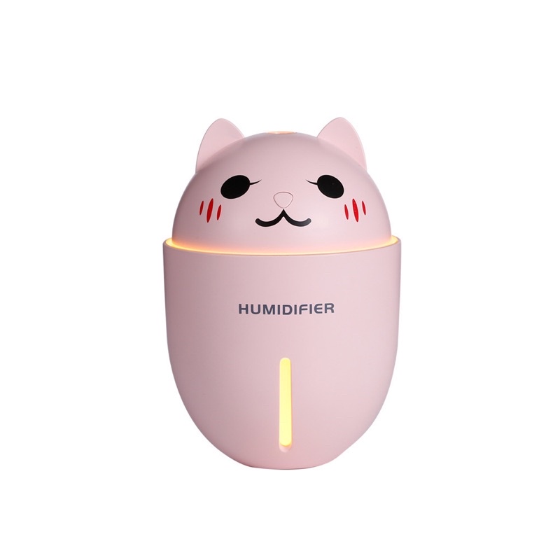 Máy xông tinh dầu phun sương tạo độ ẩm mini 3in1, có đèn, có quạt hình mèo siêu dễ thương