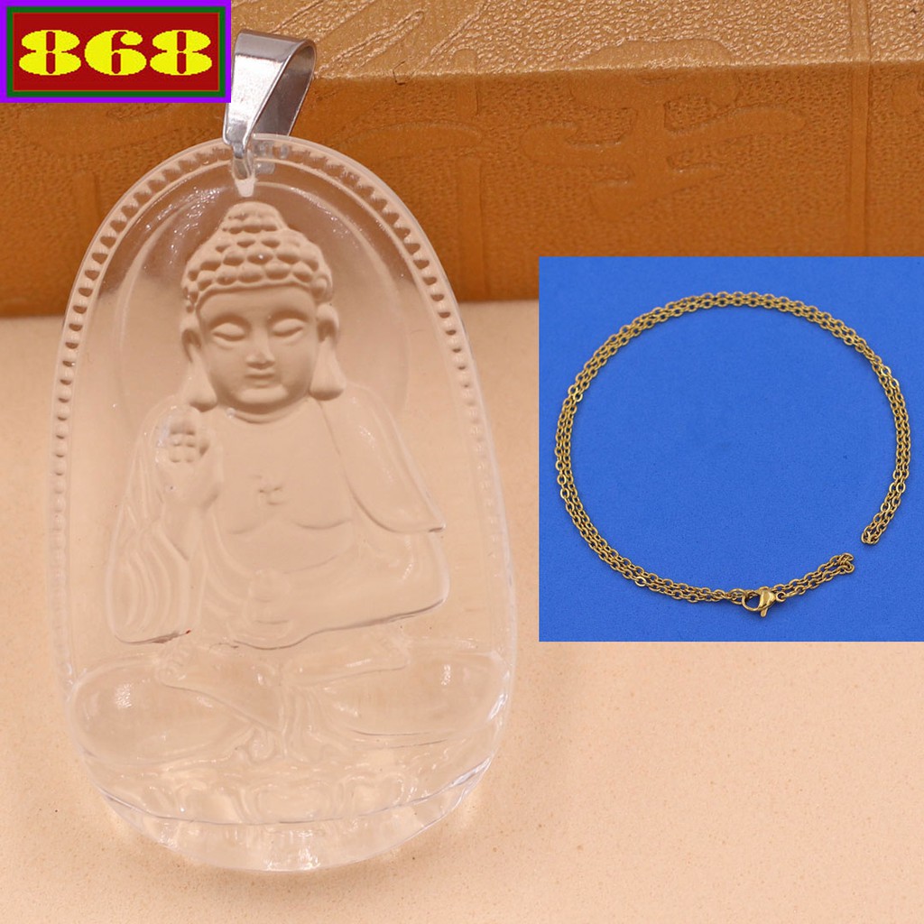 Mặt dây chuyền Phật A di đà pha lê 3.6 cm MTRFLTB7 - Hộ mệnh tuổi Tuất, Hợi