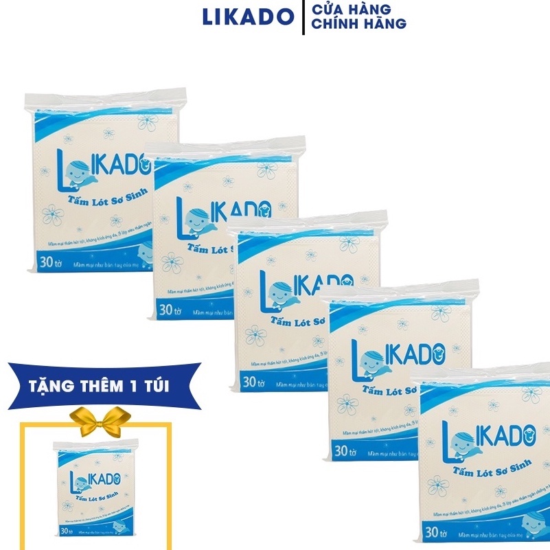 Miếng lót phân su cho bé likado kích thước 20x20cm (30 miếng/1 túi) (5 gói tặng 1)