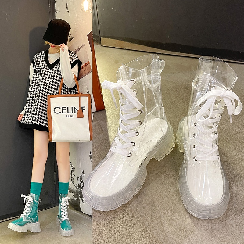 ❤️Meimeitao Factory Giày Bốt Đi Mưa Trong Suốt Thoải Mái Cho Nữ