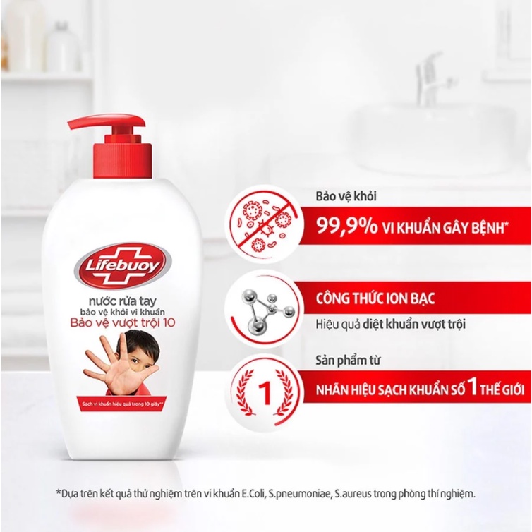 Nước Rửa Tay, Xà Bông Diệt Khuẩn 99.9% LifeBuoy Bảo Vệ Trượt Trội