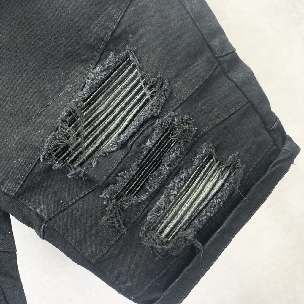 Quần Short Ngố Nam Rách Lót Da Nhăn Khoá Zip Đùi QS07P