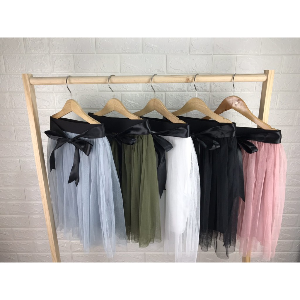 Chân váy lưới ngắn kèm nơ xinh xinh cực hot ảnh thật