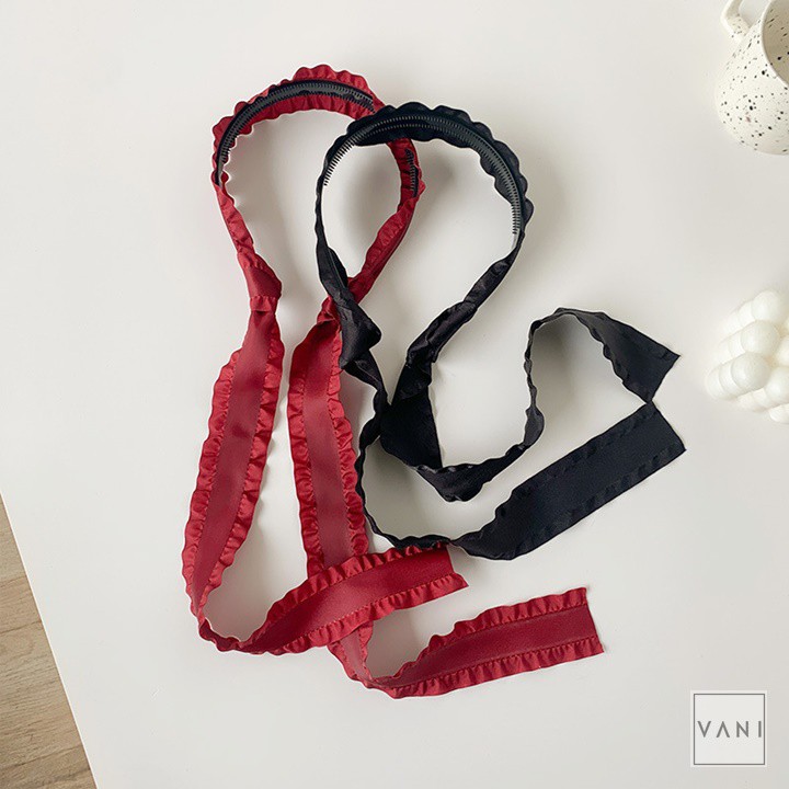 Băng Đô Cài Tóc Nữ Dây Dài, Kiểu Nhún Bèo Cổ Điển - Vani Store