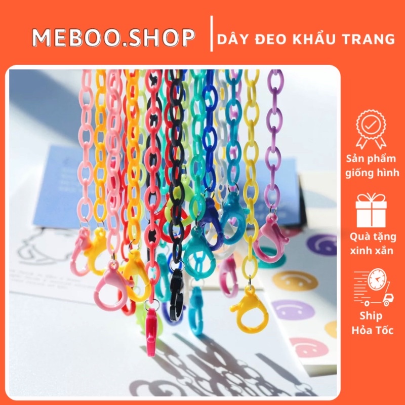 Dây đeo khẩu trang xích nhựa trơn màu kẹo ngọt