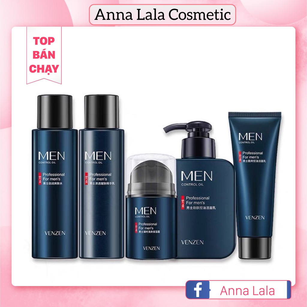 Set skincare 5 món dành cho nam dưỡng ẩm, chống nhờn