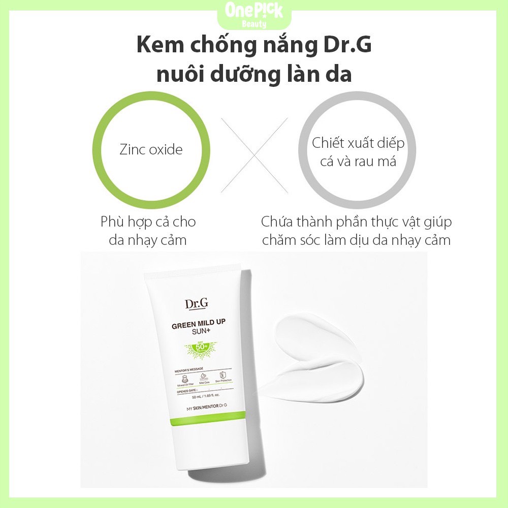 Kem Chống Nắng Dr.G Green Mild Up Sun Spf 50/PA+++ (Xanh: 10ml - 50ml)