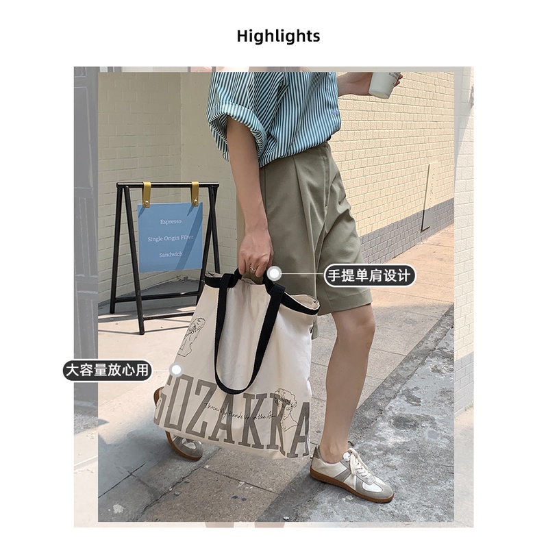 Túi Xách JASMIN NOIR Đeo Vai Vải Canvas In Chữ Thời Trang Cho Nữ