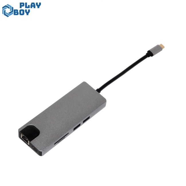 8 in 1 USB C Hub HDMI VGA Ethernet Lan RJ45 Adapter for Macbook Pro Type C Hub Card Reader 2 USB +