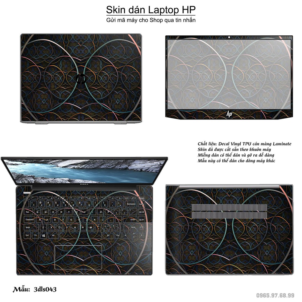 Skin dán Laptop HP in hình 3D họa tiết (inbox mã máy cho Shop)