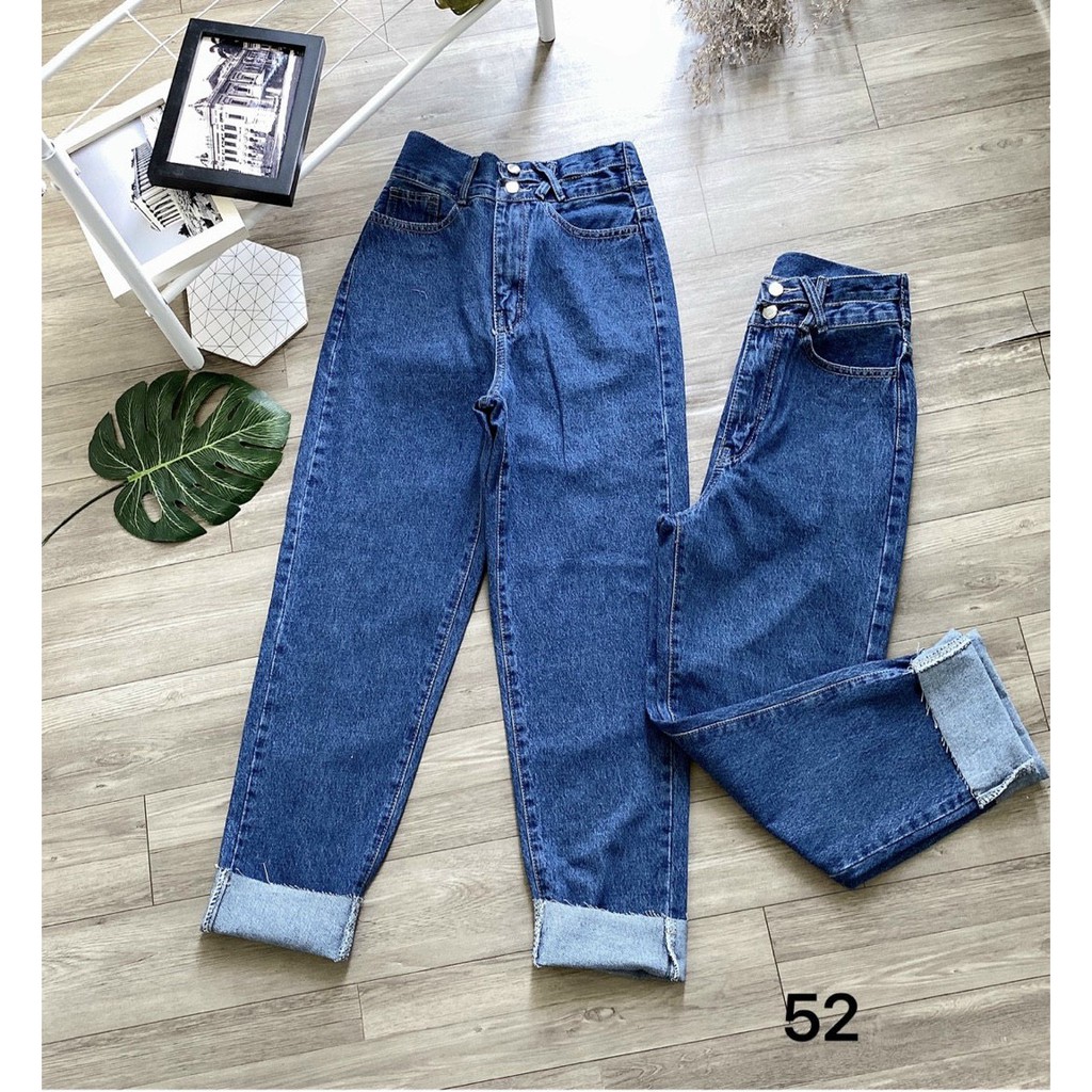 Quần jean baggy nữ 🚀 FREESHIP 🚀 Quần jean baggy nữ lưng cao 2 nút size đại từ 40kg đến 75kg Bigsize MS52 2KJean