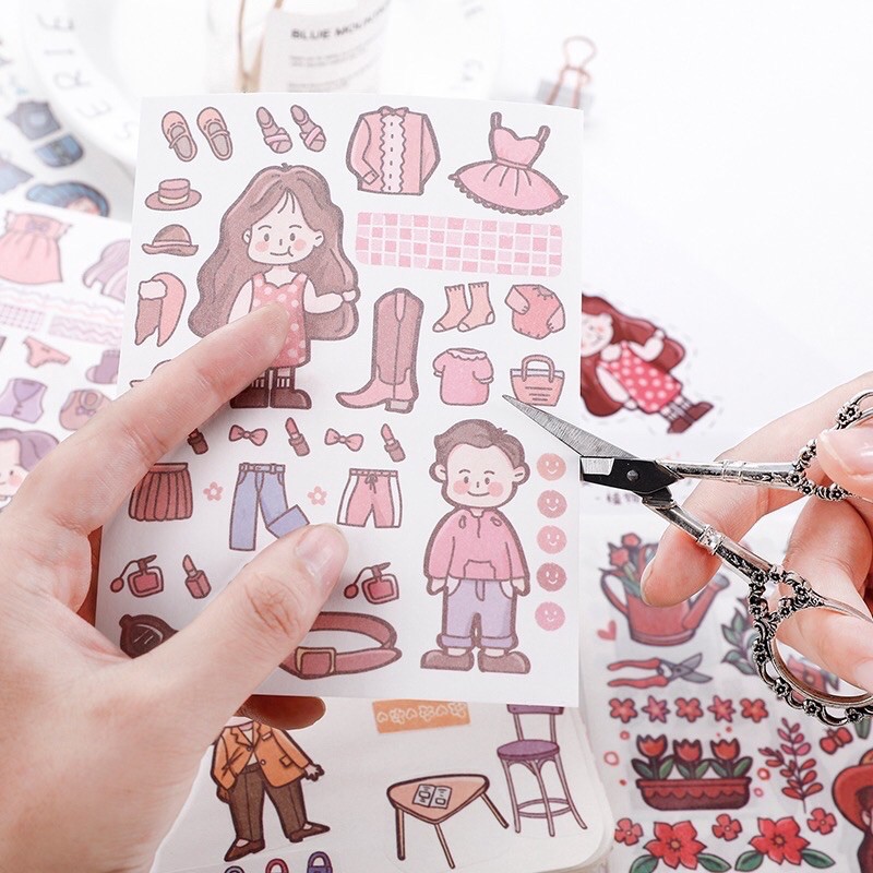 Sét 4 tấm sticker trang trí đáng yêu💕🍀✨