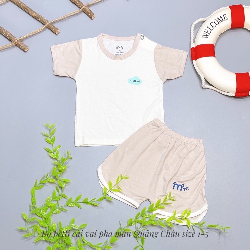 Bộ Cộc Tay Hi Mom❤️Free Ship ❤️ Chất Petit cao cấp siêu mềm mịn, thoáng mát cho bé