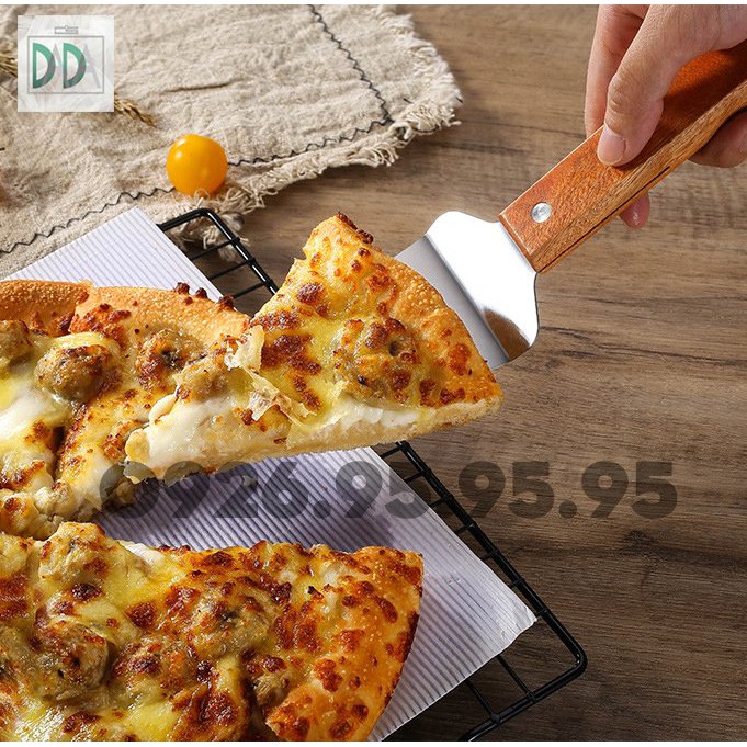 Xẻng xúc đỡ pizza inox,Xẻng xúc bánh, dỡ bánh pizza cán gỗ cao cấp - DỤNG CỤ LÀM BÁNH